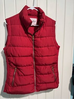 Red Quilted Sleeveless Puffer Vest by Snobbish Large